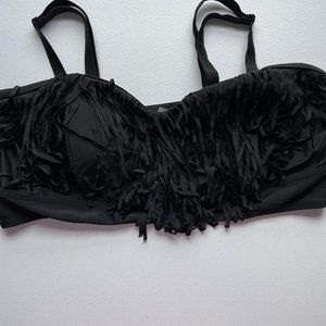 Black Fringe Wireless Bikini Top